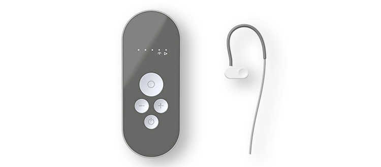 Nurosym device and headphone set against a white background