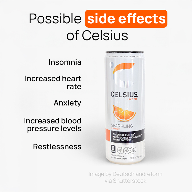 Infographic showing possible side effects of Celsius