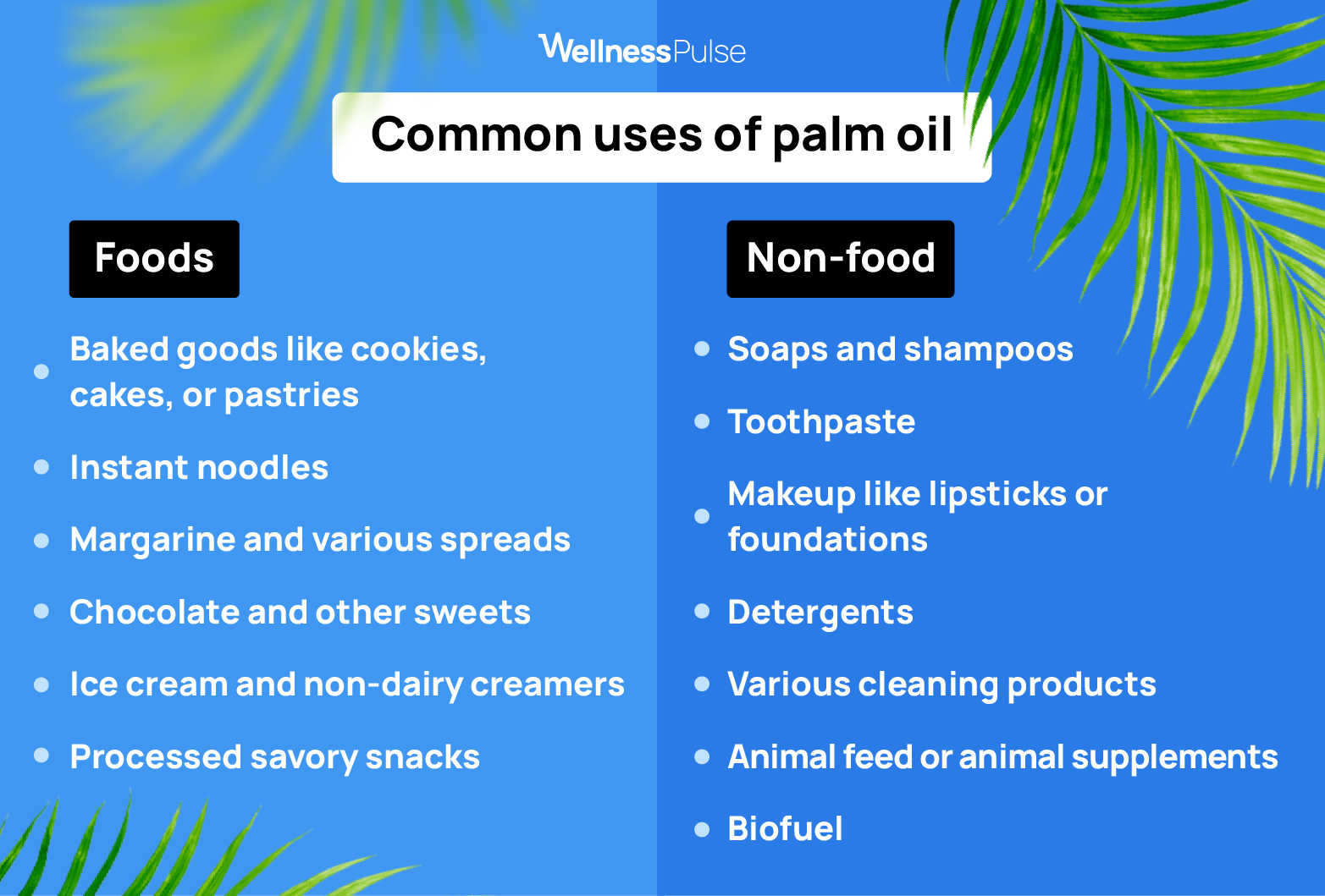 Common food products and non-food uses for palm oil