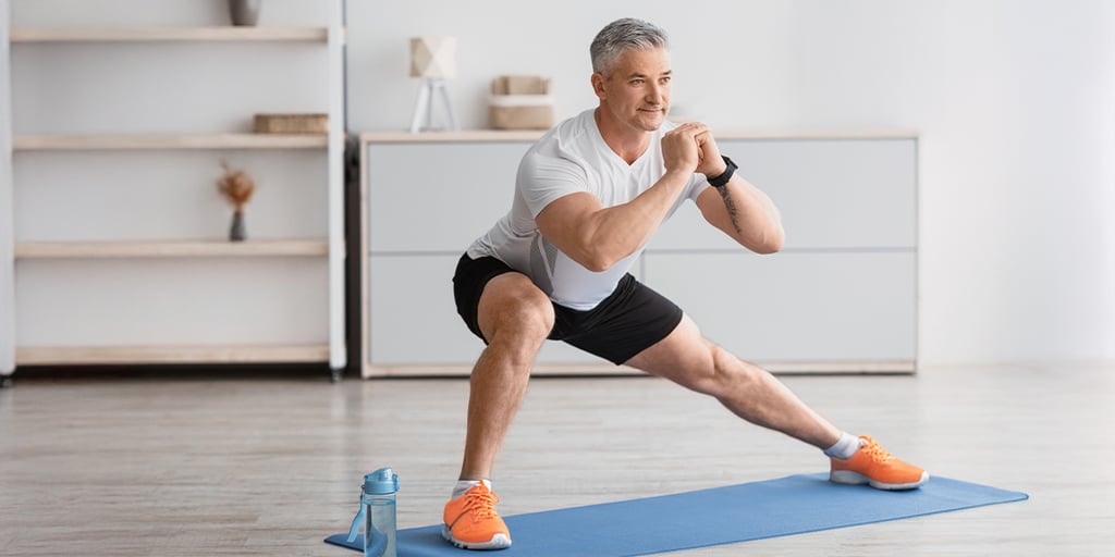 Person doing resistance training inside 