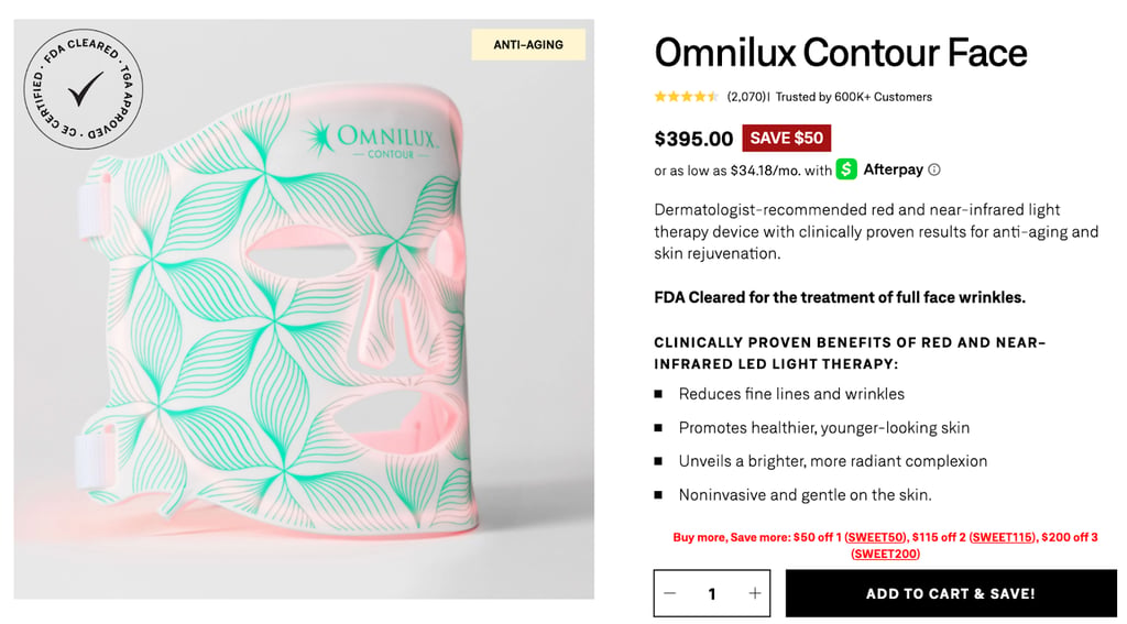 Omnilux Contour Face mask price updated