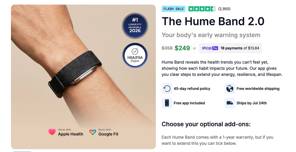 hume band 2 in shopping cart