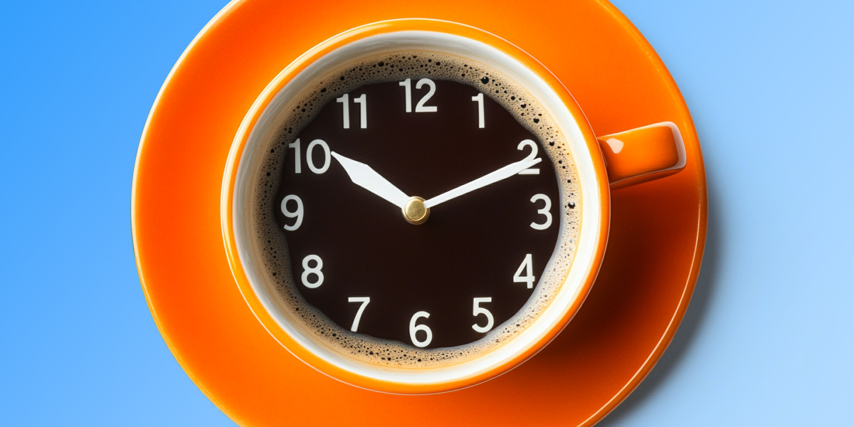 Time in a orange coffee cup