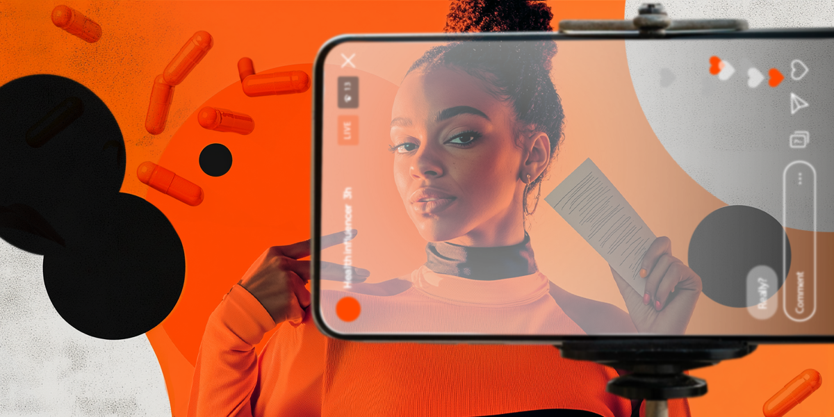 Collage of a person standing in front of a phone filming an Instagram Live