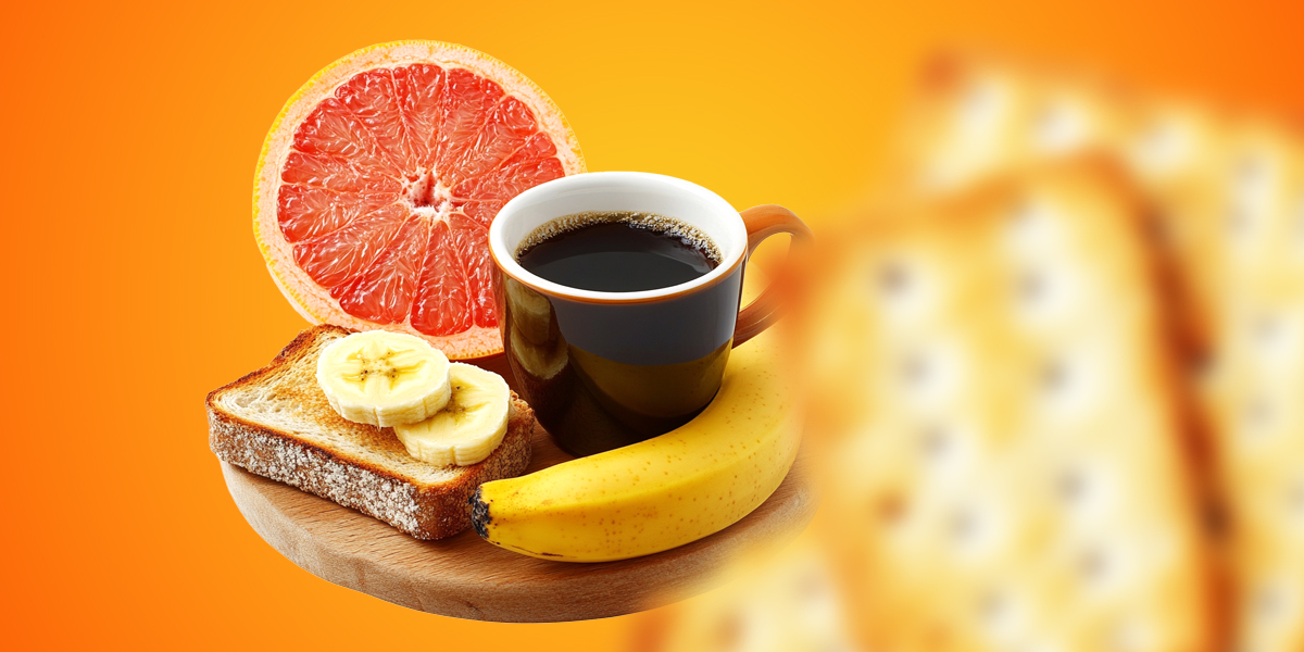 Coffee and morning breakfast in orange background