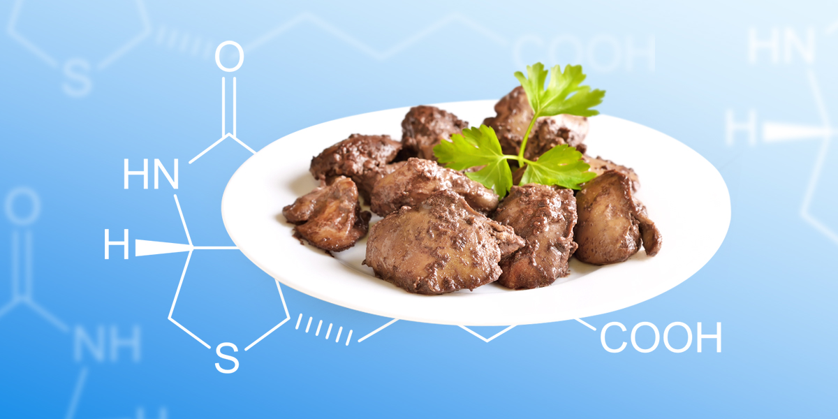 Meat on a white plate with formulas in blue background