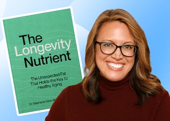 A headshot of Dr. Stephanie Venn-Watson and an image of her new book