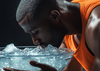 Ashton Hall dunking his face in water