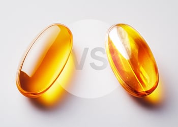 Vitamin D and vitamin D3 pills set against one another