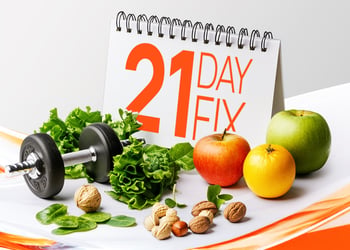 Calendar with fruits saying 21 day fix