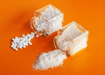 Sugar and substitute in glass containers spilled