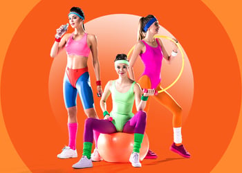 Three women wearing jazzercise clothes