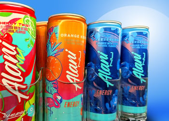 Seven cans of Alani Nu energy drink that come in different flavors