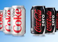 Diet coke and coke zero in blue background